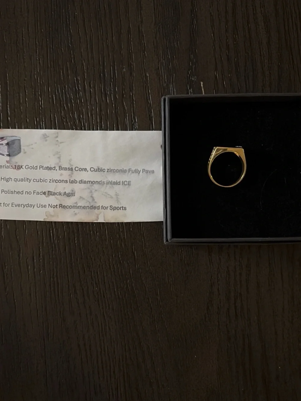 Men's Gold-Tone Signet Ring with Polished Finish